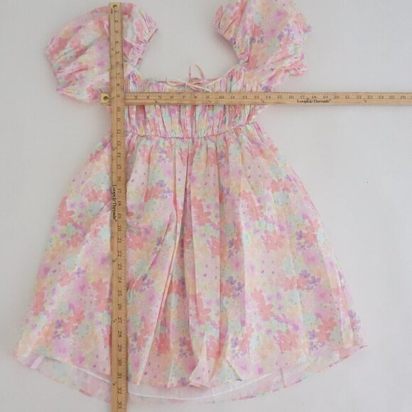 For Love & Lemons Kennedy Pastel Floral Puff Sleeve Mini Dress M - Picture 2 of 10